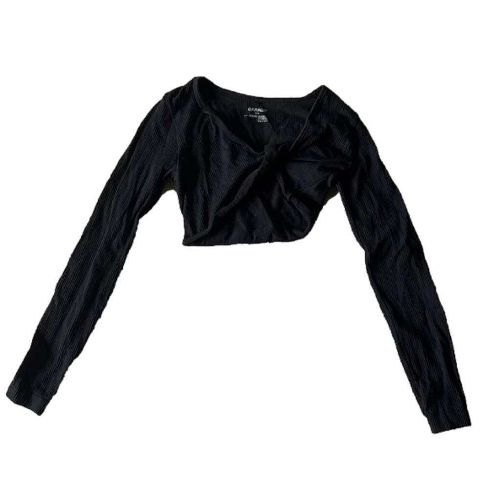 BLACK size medium garage cropped long sleeve with crossover detail in front